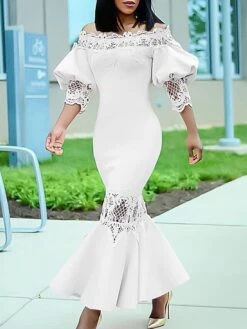 Women's Prom Dress Party Dress Work Dress Long Dress Maxi Dress Black White Pink 3/4 Length Sleeve Pure Color Lace Spring Fall Winter Off Shoulder Fashion Winter Dress Wedding Guest Evening Party 2023 7 Women's Prom Dress Party Dress Work Dress Long Dress Maxi Dress Black White Pink 3/4 Length Sleeve Pure Color Lace Spring Fall Winter Off Shoulder Fashion Winter Dress Wedding Guest Evening Party 2023 -Tesla Style zkhmpk1695030104611