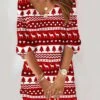 Women's Christmas Sweatshirt Dress Shift Dress Sweat Dress Mini Dress Red 3/4 Length Sleeve Elk Print Winter Fall Spring V Neck Fashion Christmas Loose Fit 2022 S M L XL XXL 3XL -Tesla Style zkmaeq1667798062421