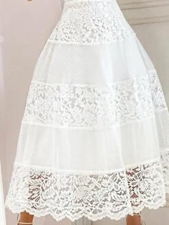 Women's Party Dress Lace Dress A Line Dress Long Dress Maxi Dress White Half Sleeve Pure Color Lace Spring Fall Autumn Off Shoulder Modern 2023 S M L XL XXL -Tesla Style zksugh1646129726991