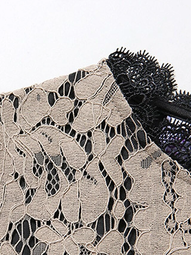 Women's Party Dress Casual Dress Lace Dress Midi Dress Blue Khaki 3/4 Length Sleeve Pure Color Lace Fall Winter Autumn Crew Neck Fashion Vacation 2023 S M L XL XXL 3XL 4XL 5XL 8 Women's Party Dress Casual Dress Lace Dress Midi Dress Blue Khaki 3/4 Length Sleeve Pure Color Lace Fall Winter Autumn Crew Neck Fashion Vacation 2023 S M L XL XXL 3XL 4XL 5XL - Image 6