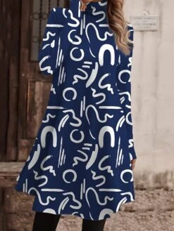 Women's Work Dress Casual Dress Fashion Winter Dress Daily Mini Dress Print Turtleneck Long Sleeve Floral Letter Regular Fit Light Pink Black Light Green Fall Winter S M L XL XXL -Tesla Style znprwu1694156934342