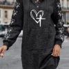 Women's Casual Dress Hoodie Dress Winter Dress Heart Button Print Hooded Mini Dress Fashion Streetwear Outdoor Daily Long Sleeve Regular Fit Black Fall Winter S M L XL XXL -Tesla Style zpiyxw1695204475112