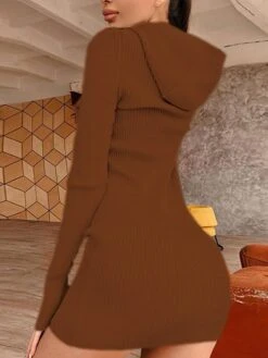 Women‘s Sweater Dress Winter DressHoodie Dress Sweater Jumper Dress Short Mini Dress White Black Gray Red Brown Beige Light Blue Long Sleeve Pure Color Ruched 2022 S M L XL XXL 3XL -Tesla Style zppevq1631270851931