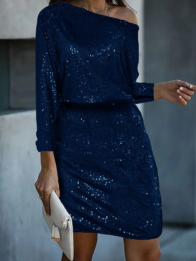 Women‘s Christmas Party Dress Sequin Dress Cocktail Dress Midi Dress Silver Navy Blue Emerald Green Long Sleeve Pure Color Sparkly Glitter Sequins Spring Fall Winter Cold Shoulder Wedding Guest 3 Women‘s Christmas Party Dress Sequin Dress Cocktail Dress Midi Dress Silver Navy Blue Emerald Green Long Sleeve Pure Color Sparkly Glitter Sequins Spring Fall Winter Cold Shoulder Wedding Guest