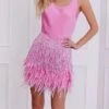 Women‘s Party Dress Homecoming Dress Wedding Guest Fringe Dress Feather Dress Mini Dress White Pink Beige Sleeveless Pure Color Tassel Fringe Summer Spring Crew Neck Fashion Party 2023 S M L XL 2XL -Tesla Style ztnwbj1671789819594
