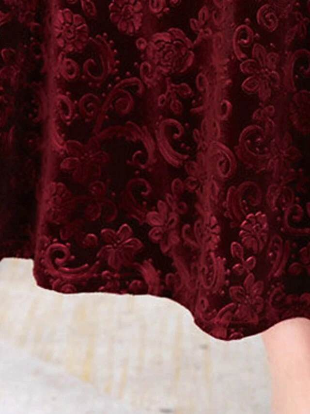 Women's Party Dress Velvet Dress Swing Dress Midi Dress Black Red Green Long Sleeve Floral Jacquard Spring Fall Winter V Neck Fashion Winter Dress Wedding Guest Vacation Slim 2023 M L XL XXL 3XL 10 Women's Party Dress Velvet Dress Swing Dress Midi Dress Black Red Green Long Sleeve Floral Jacquard Spring Fall Winter V Neck Fashion Winter Dress Wedding Guest Vacation Slim 2023 M L XL XXL 3XL - Image 8
