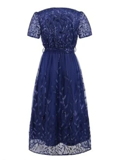 Women's Party Dress Sequin Dress Cocktail Dress Midi Dress White Champagne Red Short Sleeve Pure Color Lace Up Summer Spring V Neck Fashion Wedding Guest Vacation Summer Dress 2023 S M L XL 2XL -Tesla Style zwprbg1679035603039