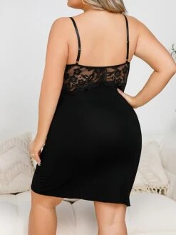 Women's Casual Dress Strap Dress Mini Dress Daily Casual Lace Solid Color Strap Home Lounge Black Wine 2023 Summer Spring XL XXL 3XL 4XL -Tesla Style zxrjtm1692781057246