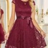 Women‘s Christmas Party Dress Lace Dress Cocktail Dress Midi Dress Pink Wine Navy Blue Short Sleeve Pure Color Lace Spring Fall Winter V Neck Fashion Winter Dress Wedding Guest Vacation 2023 -Tesla Style zyalvj1692179186954