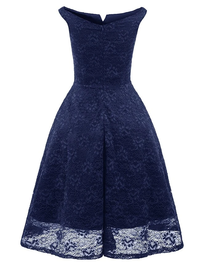 Women's Party Dress Lace Dress Cocktail Dress Midi Dress Wine Navy Blue Sleeveless Pure Color Backless Spring Fall Winter Off Shoulder Fashion Winter Dress Wedding Guest Vacation 2023 S M L XL XXL 9 Women's Party Dress Lace Dress Cocktail Dress Midi Dress Wine Navy Blue Sleeveless Pure Color Backless Spring Fall Winter Off Shoulder Fashion Winter Dress Wedding Guest Vacation 2023 S M L XL XXL - Image 7