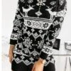 Women‘s Christmas Sweater Dress Jumper Dress Winter Dress Warm Geometric Plaid Print Outdoor Christmas Casual Daily Crew Neck Long Sleeve 2023 Loose Fit Black Red Gray S M L XL XXL -Tesla Style zzgfhh1694165721620